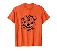Will Cheer for Soccer: Balón Deportivo Animado para fanáticos, mamá del fútbol Camiseta, Hombre, Naranja, XL