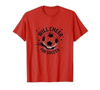 Will Cheer for Soccer: Balón Deportivo Animado para fanáticos, mamá del fútbol Camiseta, Hombre, Rojo, 3XL