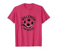 Will Cheer for Soccer: Balón Deportivo Animado para fanáticos, mamá del fútbol Camiseta, Hombre, Rojo Jaspeado, M