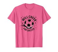 Will Cheer for Soccer: Balón Deportivo Animado para fanáticos, mamá del fútbol Camiseta, Hombre, Rosa Jaspeado, M