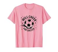 Will Cheer for Soccer: Balón Deportivo Animado para fanáticos, mamá del fútbol Camiseta, Hombre, Rosado, 3XL