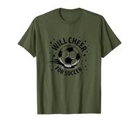 Will Cheer for Soccer: Balón Deportivo Animado para fanáticos, mamá del fútbol Camiseta, Hombre, Verde Oliva, L