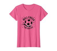 Will Cheer for Soccer: Balón Deportivo Animado para fanáticos, mamá del fútbol Camiseta, Mujer, Rosa Jaspeado, XXL