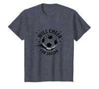 Will Cheer for Soccer: Balón Deportivo Animado para fanáticos, mamá del fútbol Camiseta, Niños, Azul Jaspeado, 8 años