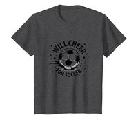 Will Cheer for Soccer: Balón Deportivo Animado para fanáticos, mamá del fútbol Camiseta, Niños, Jaspeado Oscuro, 10 años