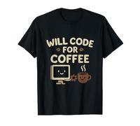 Will Code for Coffee Programmer Humor Engineer Novedad Camiseta