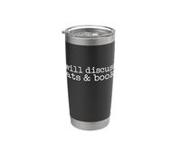 Will Discuss Cats & Books Introvert Reader Feline Lover Vaso térmico de acero inoxidable de doble pared