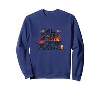 Will Grill para entusiastas de la Barbacoa de Cerveza Sudadera, Unisex para Adultos, Azul Marino, L