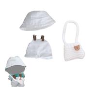 Will LIke 17 cm Mini-Plüschpuppenkostüm, Body mit verstellbaren Trägern, Hut, Brille, Blumentasche (Puppe Nicht enthalten) ((Weiß))