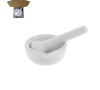 WILL LIKE Juego de mortero y maja, pequeño juego de mortero y maja de porcelana, tazón de cerámica para medicinas, mortero para pesto, apto para el hogar y el laboratorio (100mm)