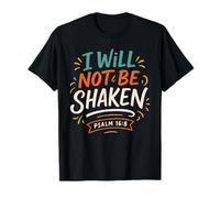 Will Not Be Shaken Salmo 16 8 - Vintage Christian Faith Camiseta