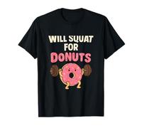 Will Squat for Donuts Funny Gym Fitness Novedad Camiseta