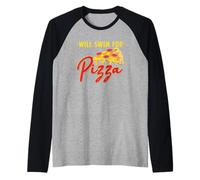 Will Swim For Pizza - Divertida Cita para Nadadores Camiseta Manga Raglan