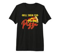 Will Swim For Pizza - Divertida Cita para Nadadores Camiseta Premium