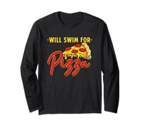 Will Swim For Pizza - Divertida Cita para Nadadores Manga Larga