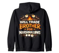 Will Trade Brother for Marshmallows Camp Fire Funny Sudadera con Capucha