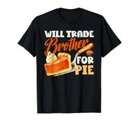 Will Trade Brother For Pie Divertido Día de Acción de Gracias Otoño Pavo Camiseta gráfica económica, Hombre, Negro, S