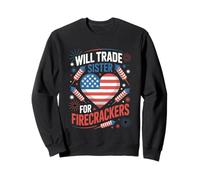 Will Trade Sister For Firecrackers Funny 4th Of July Boys Sudadera