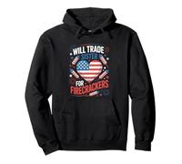 Will Trade Sister For Firecrackers Funny 4th Of July Boys Sudadera con Capucha