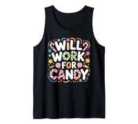 Will Work for Candy - Paletas de Caramelo para niños, diseño de Oso Divertido Camiseta sin Mangas