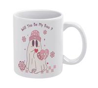 Will You Be My Boo - Taza de café de cerámica blanca de 11 onzas, taza de té impresa de doble cara con mango ergonómico en C, vasos de porcelana con fondo grueso para el hogar, oficina, cocina
