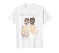 Will You Be My Bridesmaid Comprometida Boda Fiesta Novia Novia Camiseta