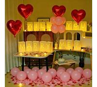 Will You Marry Me - Letras iluminadas para decoración de propuesta con bolsas de papel luminosas, velas de té LED, pétalos de rosa y globos de corazón para noche romántica, día de San Valentín, fiesta