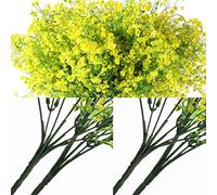 WILLBOND 12 Manojos Flores Arbustos Artificiales Plantas Flores Exteriores Resistentes a Rayos UV Arbustos Artificiales Decorativos para Decoración de Arreglo Floral, Centro de Mesa (Amarillo)