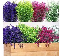 WILLBOND 12 Paquetes de arbustos Artificiales de Flores Artificiales Decorativas para Exteriores, arbustos Artificiales para arreglos Florales, Centro de Mesa, decoración del hogar y jardín (nulo)