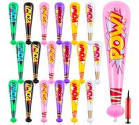 WILLBOND 18 bates de béisbol inflables de 17 pulgadas, regalos de fiesta de béisbol, premios de carnaval, bate inflable con 1 bomba para juguetes temáticos deportivos, relleno de bolsas de regalo de