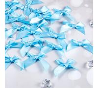 WILLBOND 24 Lazos de Cinta de Satén Autoadhesivos para Bricolaje Manualidades Boda Decoración de Navidad San Valentín Adornos de Fabricación Tarjetas, 5 cm de Ancho (Azul)