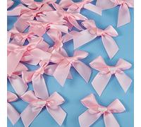 WILLBOND 24 Lazos de Cinta de Satén Autoadhesivos para DIY Manualidades Boda Decoración de Navidad San Valentín Baby Shower Adornos de Fabricación Tarjetas, 5 cm de Ancho (Rosa)