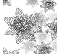 WILLBOND 36 Piezas 3 Tamaños Poinsettia de Navidad con Purpurina Flores Artificiales de Boda Adorno Decoración de Flores de Navidad para Año Nuevo Árbol de Navidad