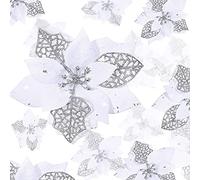 WILLBOND 36 Piezas Flores Poinsettia Artificiales Brillantes de Navidad Decoraciones de Flores de Navidad Adornos de Año Nuevo Árbol de Navidad Boda (Blanco)