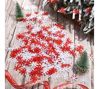 WILLBOND 500 Copos de Nieve de Invierno de Navidad Confeti de Mesa Copo de Nieve Colgante No Tejido Blanco y Rojo para Árbol de Navidad Ventana Boda Cumpleaños Fiesta