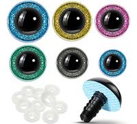 WILLBOND 56 piezas 16-30 mm grandes ojos de seguridad de ojos de animales de peluche de ojos artesanales de gancho de plástico para bricolaje de marioneta de oso, 6 tamaños (verde, gris, amarillo,