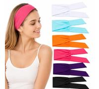 WILLBOND 6 diademas ajustables para mujer, diademas anudadas africanas, para yoga, elásticas, antideslizantes, florales, para correr, senderismo, ciclismo, entrenamiento (patrones sólidos)