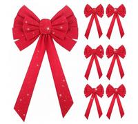 WILLBOND 6 Lazos Rojos Grandes Arcos de Navidad de Terciopelo Arcos Navideños Colgantes para Decoración de Coronas Navideñas o Árbol Decoración de Fiestas Interiores y Exteriores, 9,8 x 17,7 Pulgadas