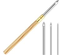 WILLBOND Aguja Perforadora con Mango de Madera Bolígrafos de Bordado con Mango de Madera Herramientas de Tejido de Aguja de Costura de Bordar para Hilo (2.5 mm, 3 mm, 5 mm)
