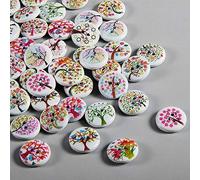 WILLBOND - Botones redondos de 100 piezas, 15 mm, costura de artesanía de madera, para tejer costura a mano, bricolaje, decoración de artesanía