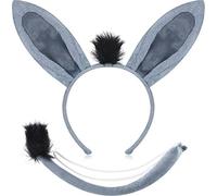 WILLBOND Conjunto de Disfraz de Animal Set de Disfraz Animal de Diadema de Oreja Cola Disfraces Elegante Accesorio de Decoración de Fiesta (Burro)