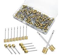 WILLBOND Paquete de 100 agujas de bomba de baloncesto, agujas de inflado, agujas de bomba de aire con caja de almacenamiento para pelotas deportivas, fútbol, baloncesto, fútbol y voleibol (dorado)