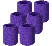 WILLBOND Paquete de 6 muñequeras absorbentes para fútbol, Baloncesto, Correr, Deportes atléticos y Entrenamiento (Color Morado)