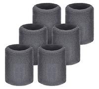 WILLBOND Paquete de 6 muñequeras absorbentes para Tenis, fútbol, Baloncesto, Correr, Deportes atléticos y Entrenamiento (Gris)