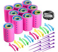 Willbond - Set De 141 Rulos De Pelo: 60 Rodillos De Pelo Lisos De PláStico Con 60 Palillos, 20 Pinzas De Pelo De Dientes, Pelo Negra Herramienta De Peinado, Colores Al Azar
