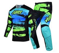 Willbros Combo de Pantalones y Jersey de Motocross Hombres MX Fuera de la Carretera Bicicleta Sucia Ropa de Carrera Ciclismo Equitación ATV BMX Unisexo Adulta Verde Negro (Jersey XXXXL Pantalones 42)