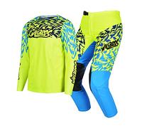 Willbros Juventud Combo de Pantalón y Camiseta de Motocross Niños MX Conjunto de Engranajes de Motocrós Ropa de Carreras ATV Motocicleta Niñas Verde Azul YXXL