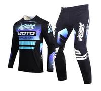 Willbros Motocross MX Pantalones Camiseta Combinación Pantalón Jersey Moto Motocicleta de Enduro BMX MTB Unisex Adulto Negro Púrpura (Jersey S Pants 30)