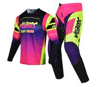 Willbros Pantalones de Camiseta de Motocross Traje Mujeres Juego de Engranajes MX Bicicleta Sucia Fuera del Camino Montando Negro Rosa Amarillo (Jersey L Pants 34)