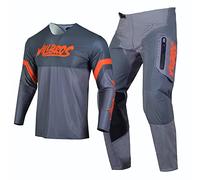 Willbros Pantalones de Jersey Camiseta de Motocross Traje Hombres MX Fuera del Camino Bicicleta Sucia Mujeres Carreras Naranja Gris (Jersey XXXL Pants 40)